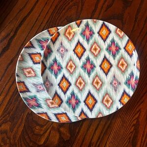 AT HOME | Set of Two Colorful Ikat Pattern Melamine Dinner Plates, 9” round